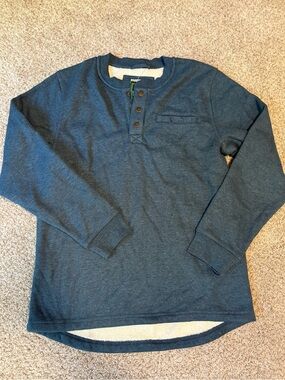 NWT L.L. Bean Fleece Lined Henley Shirt with Button Front, Teal, Medium Regular